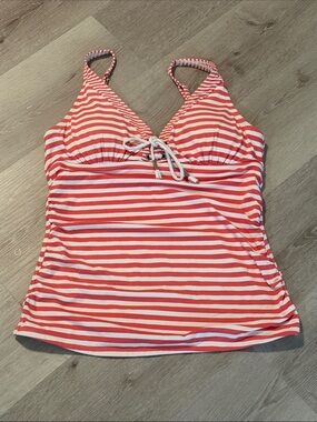Tommy Bahama Coral and White Striped Tankini Camisole